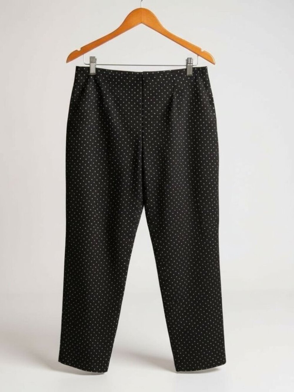 J Jill Ponte Slim Leg Pants Black White Square Polka Dot Womens Size S Pull On
